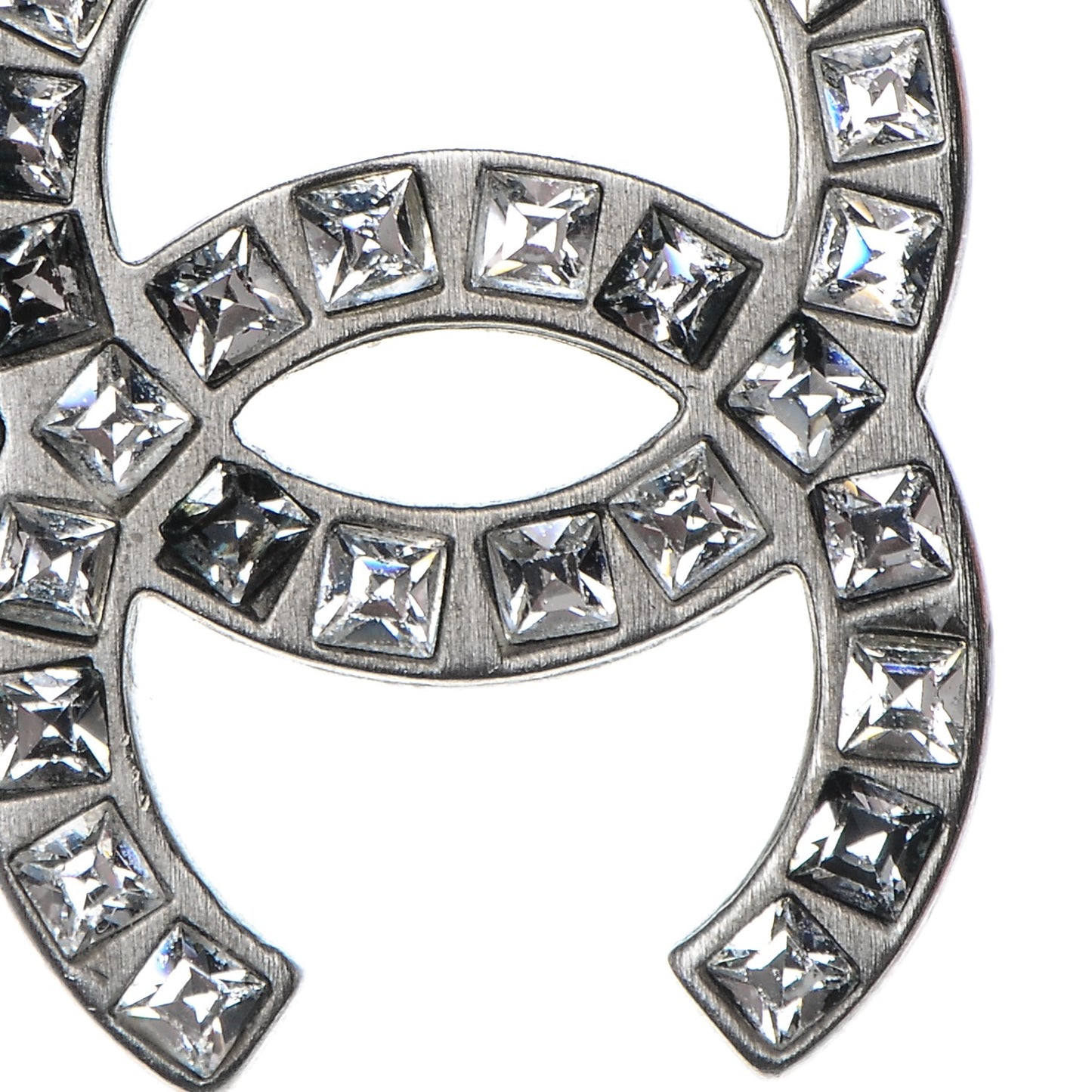 Baguette Crystal CC Dangle Earrings Silver