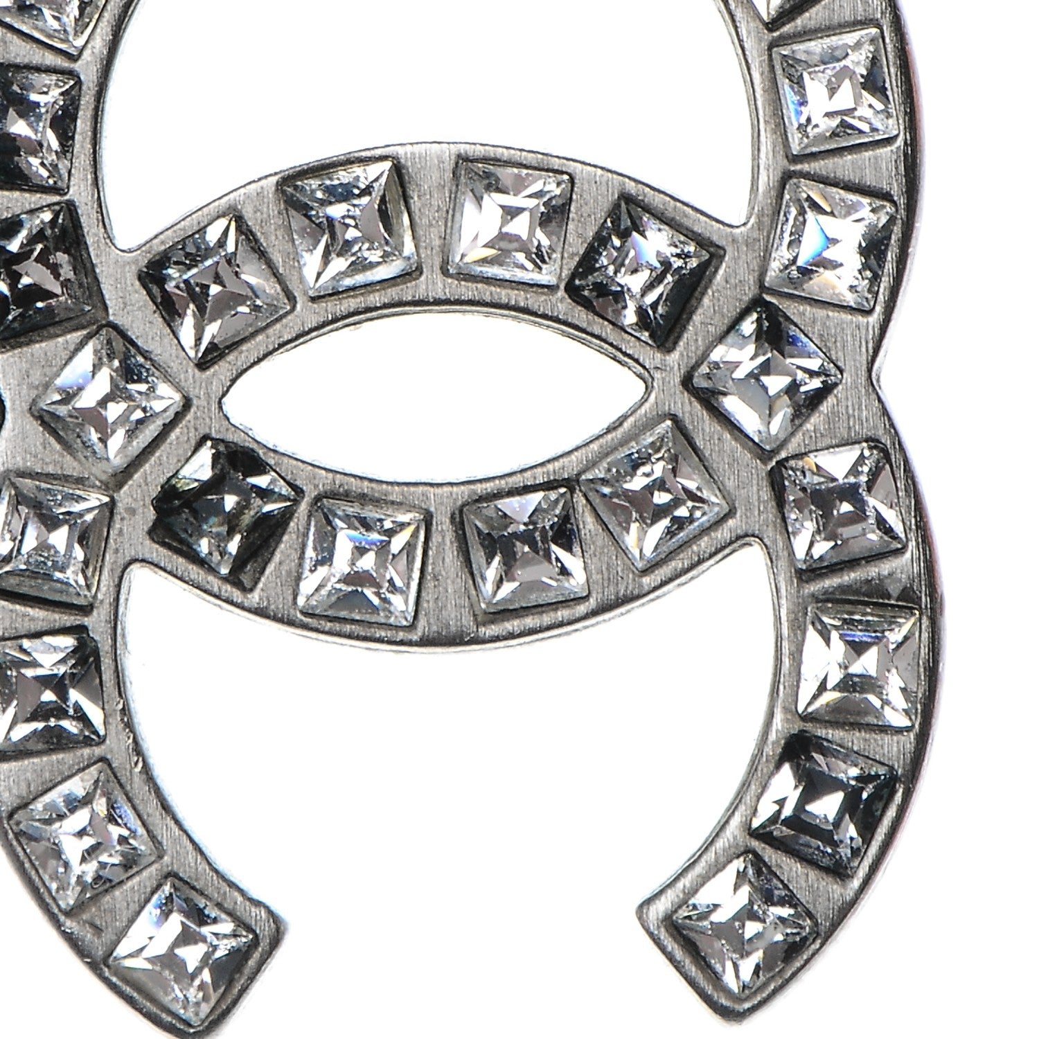 Chanel Baguette Crystal CC Dangle Earrings Silver 4 of 6