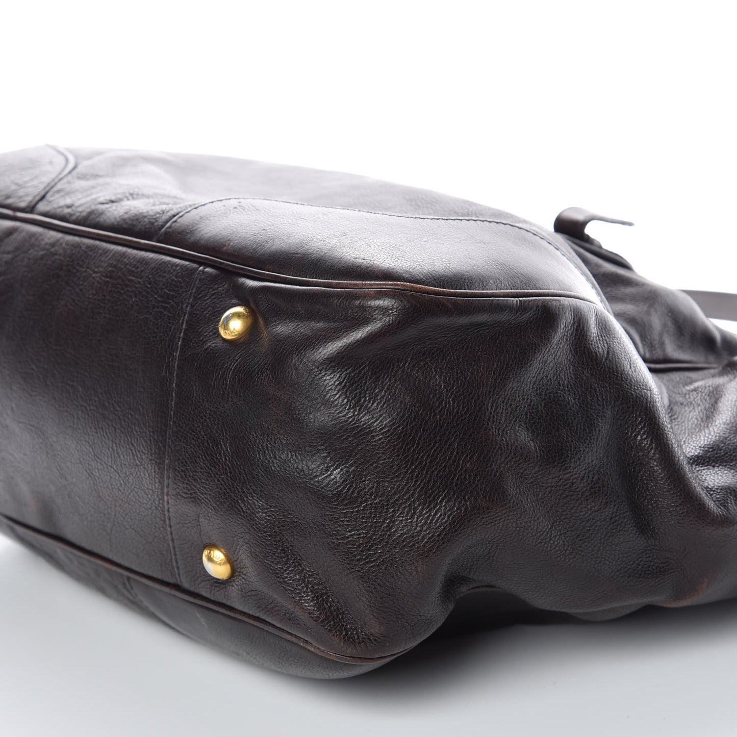 Glace Calfskin Side Pocket Tote Brown