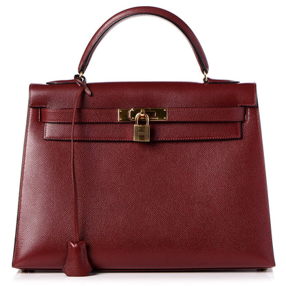 Hermes Courchevel Kelly Sellier 32 Rouge H 1 of 39
