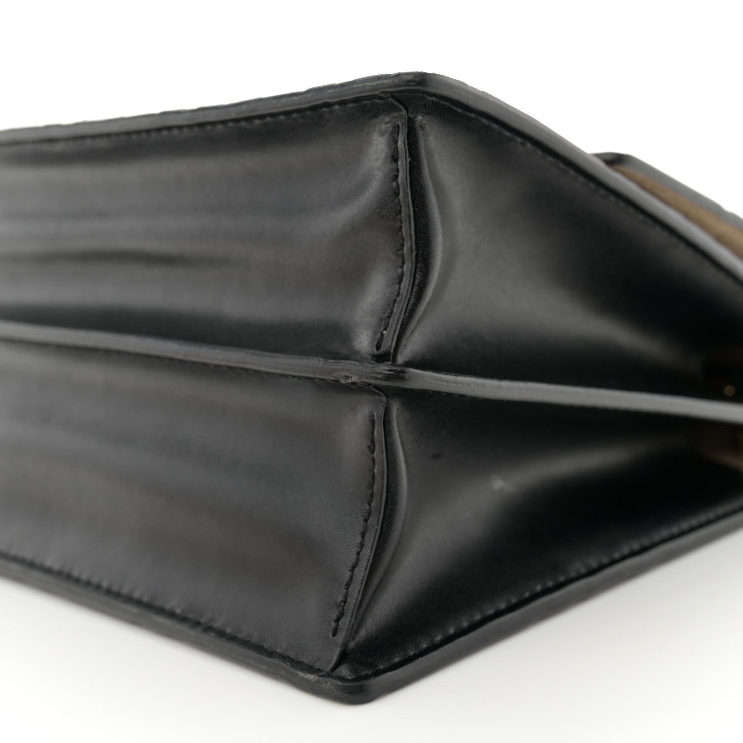 Fendi Vitello Liberty Bi-Color FF 1974 Embossed Small Kan U Shoulder Bag Maya Black 10 of 13