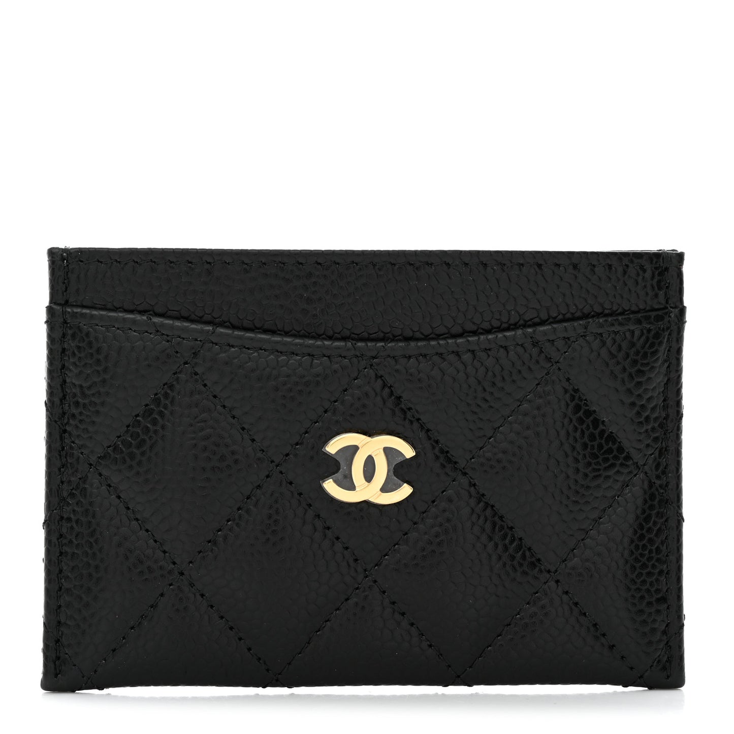 Caviar Quilted Card Holder Black