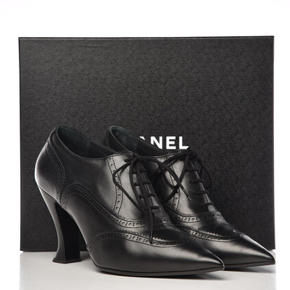 Chanel Calfskin CC Oxford Lace Up Booties 39 Black 13 of 13
