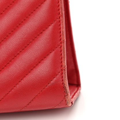 Saint Laurent Lambskin Matelasse Chevron Medium Monogram Satchel Red 15 of 21