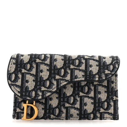 Christian Dior Oblique Saddle Card Holder Blue 1 of 6