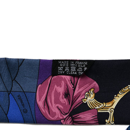 Hermes Silk Cavalleria D'Etriers Twilly Violet Bleu Rose 3 of 4