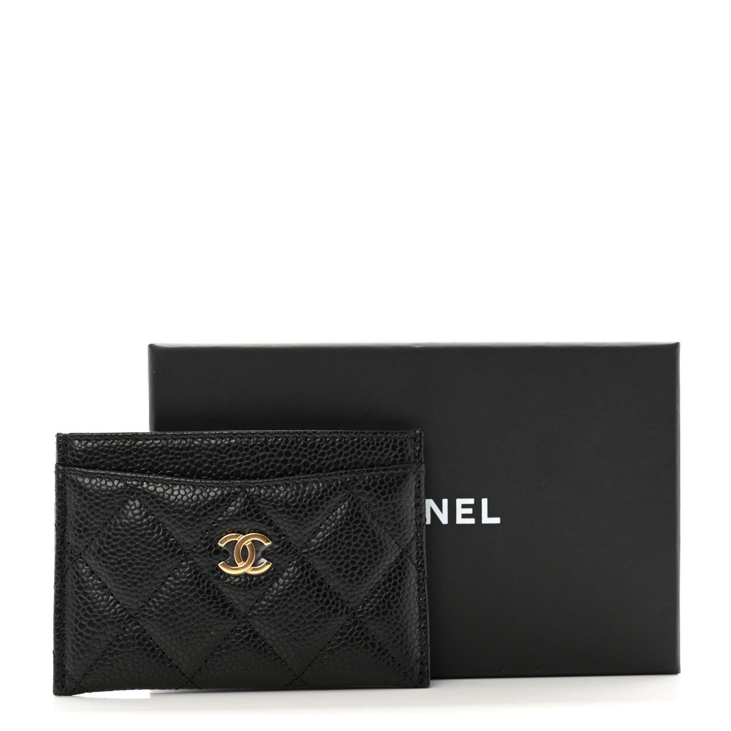 Caviar Quilted Card Holder Black