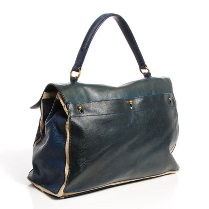 Saint Laurent Leather Nubuck Crocodile Embossed Large Muse Two Blue 3 of 7