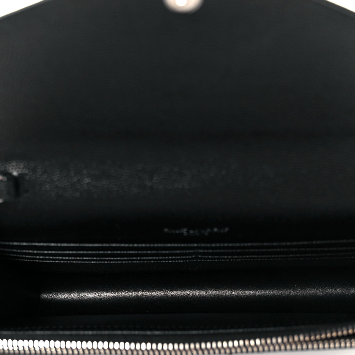 Saint Laurent Grain De Poudre Matelasse Chevron Monogram Envelope Chain Wallet Black 5 of 11