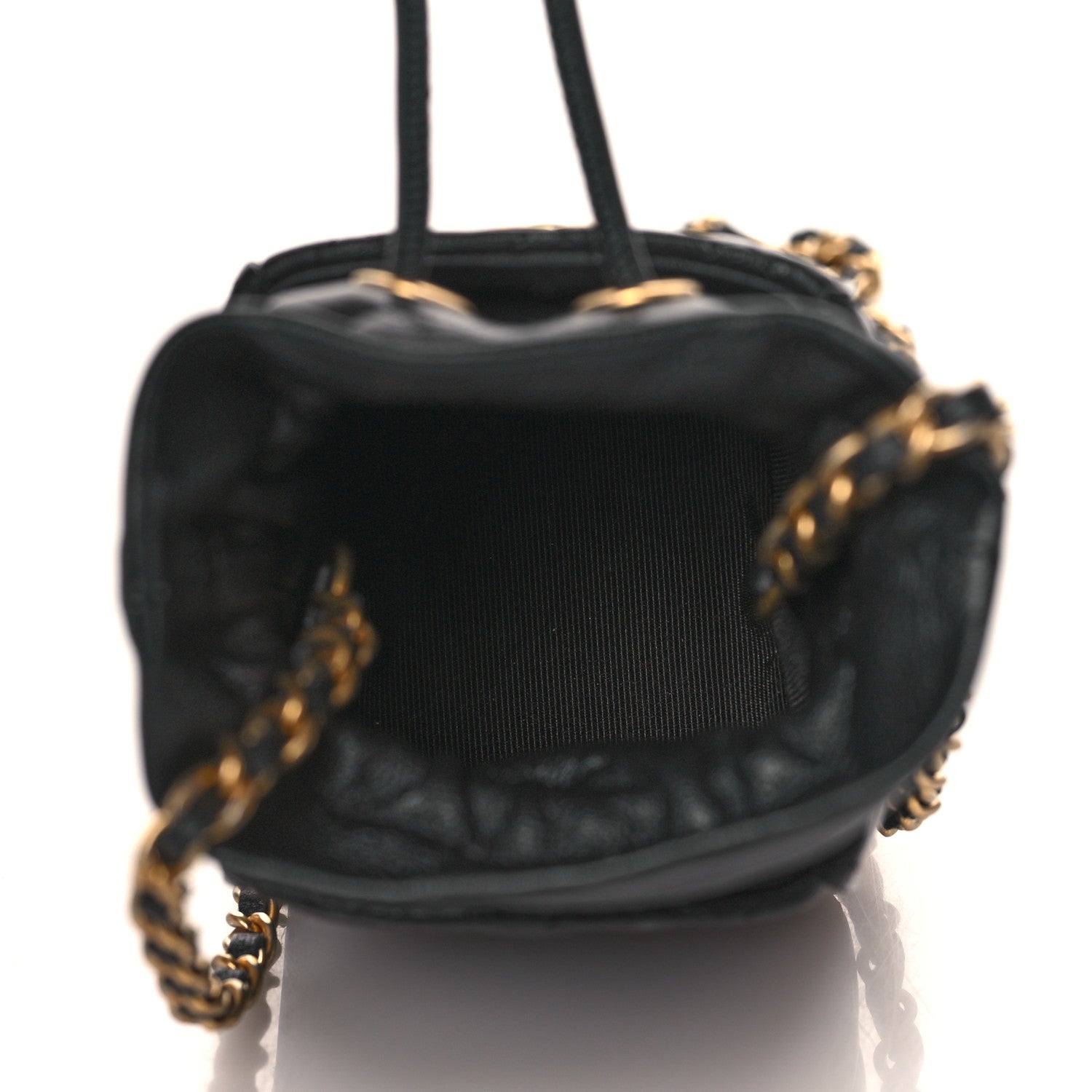 Chanel Calfskin Quilted Mini Drawstring Bucket Bag Black 5 of 11