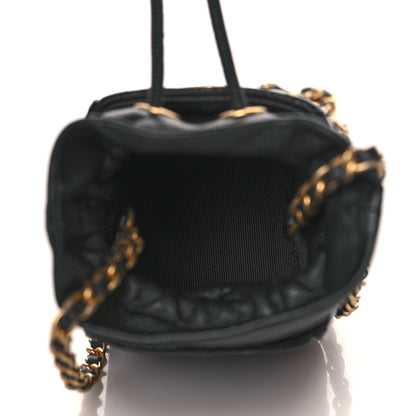 Chanel Calfskin Quilted Mini Drawstring Bucket Bag Black 5 of 11