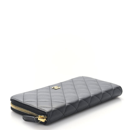 Chanel Lambskin Quilted Large Gusset Zip Around Wallet Black 4 of 11