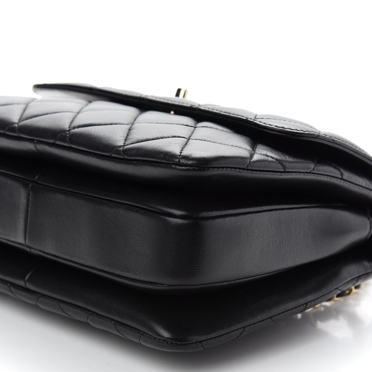 Lambskin Quilted Small Trendy CC Dual Handle Flap Bag Black