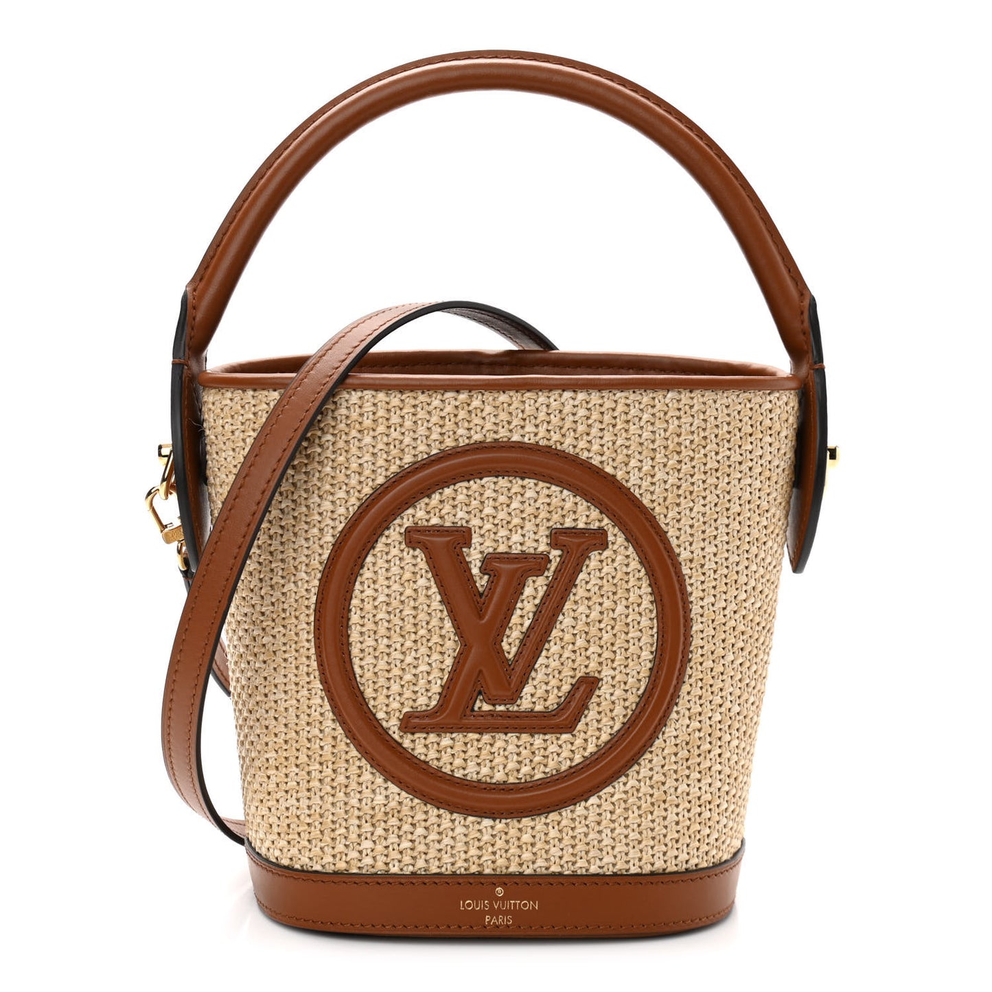 Kitted Raffia Petit Bucket Caramel