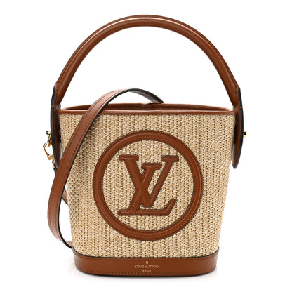 Louis Vuitton Kitted Raffia Petit Bucket Caramel 1 of 9