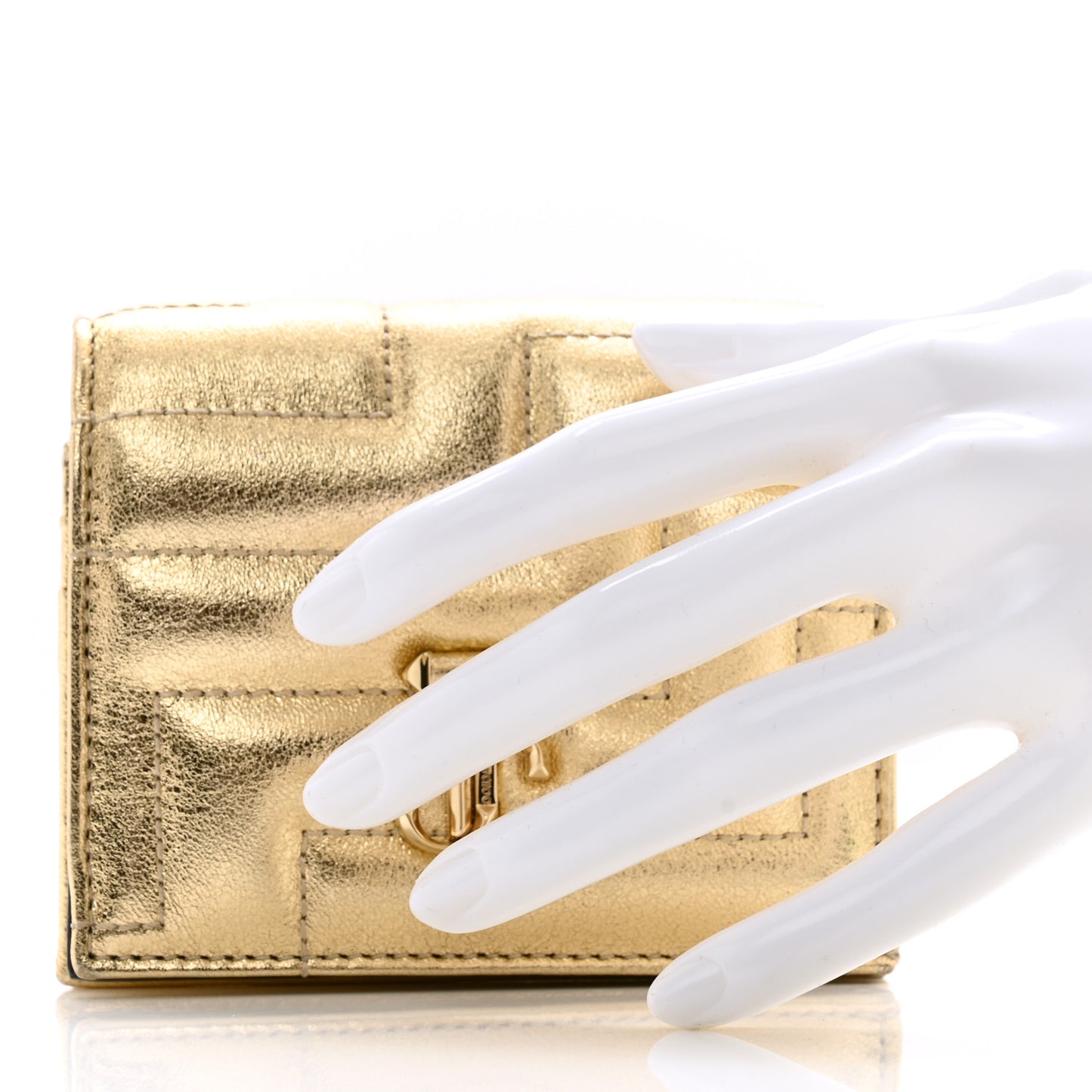 Nappa Quilted Hanne Compact Around Wallet Gold