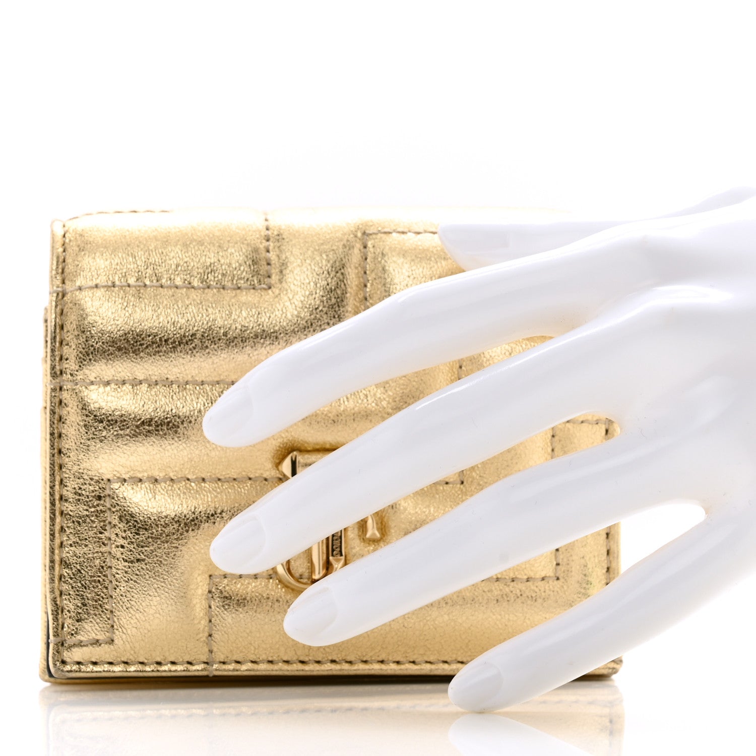 Jimmy Choo Nappa Quilted Hanne Compact Around Wallet Gold 2 of 8