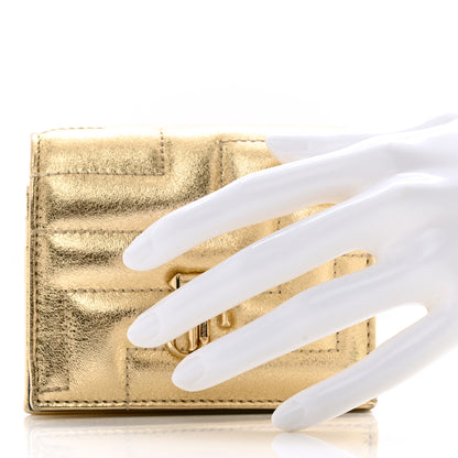 Jimmy Choo Nappa Quilted Hanne Compact Around Wallet Gold 2 of 8