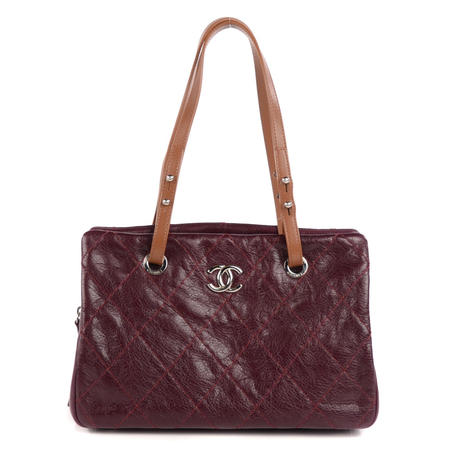 Glazed Calfskin On the Road Zip Tote Plum