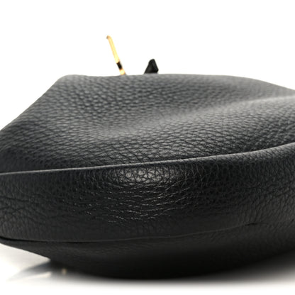 Saint Laurent Grained Deerskin Paris VII Small Flat Hobo Black 10 of 12
