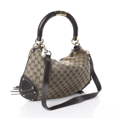 Gucci Monogram Medium Indy Top Handle Hobo Dark Brown 2 of 7