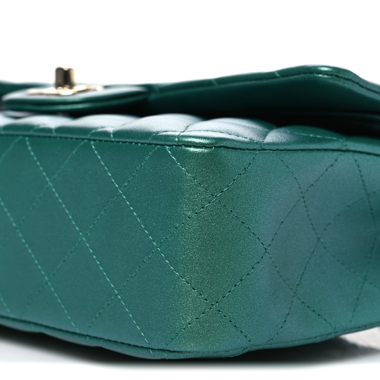 Chanel Iridescent Calfskin Quilted Medium Double Flap Green 10 of 11