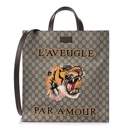 Gucci GG Supreme Monogram L'Aveugle Par Amour Print Vertical Tote 1 of 14