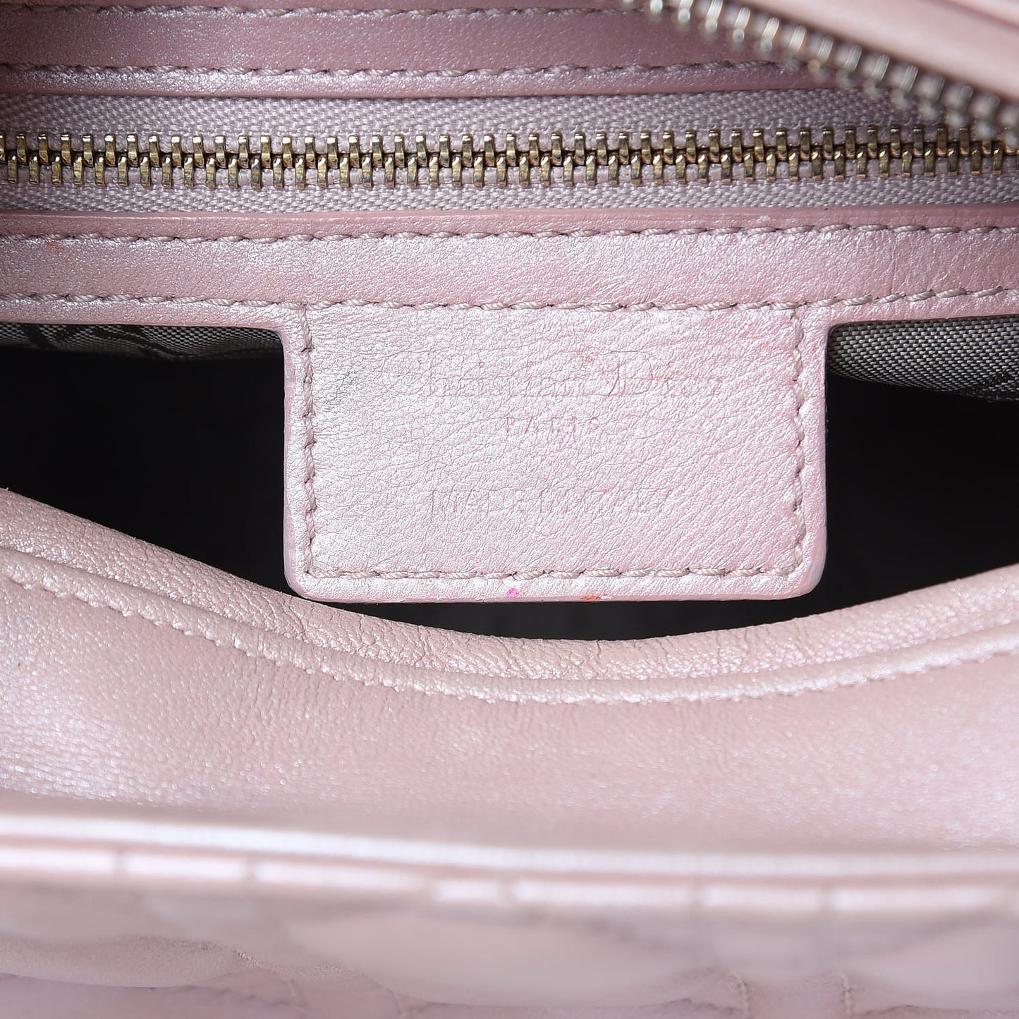 Pearly Lambskin Cannage Medium Lady Dior Lotus