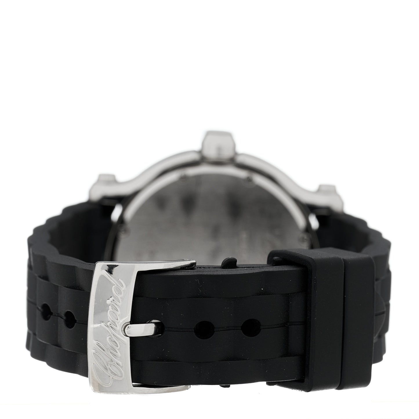 Stainless Steel Rubber 3 Diamond 36mm Happy Sport Quartz Watch Black