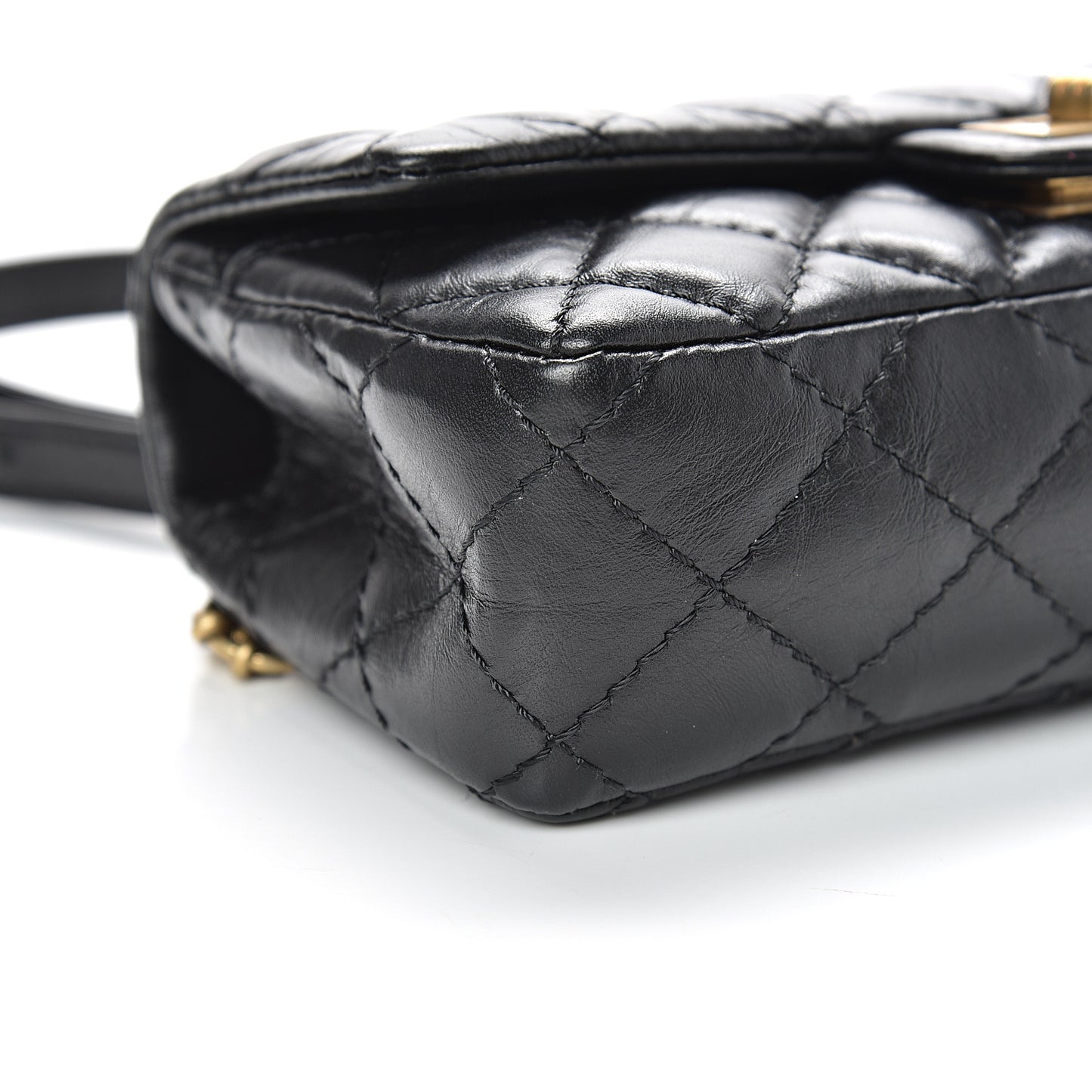 Aged Calfskin Quilted 2.55 Reissue Chain Waist Bag Black