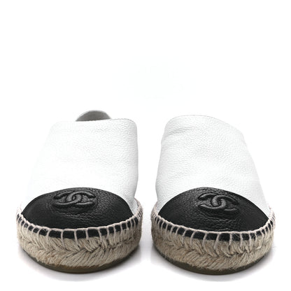 Chanel Grained Calfskin CC Espadrilles 39 White Black 2 of 8