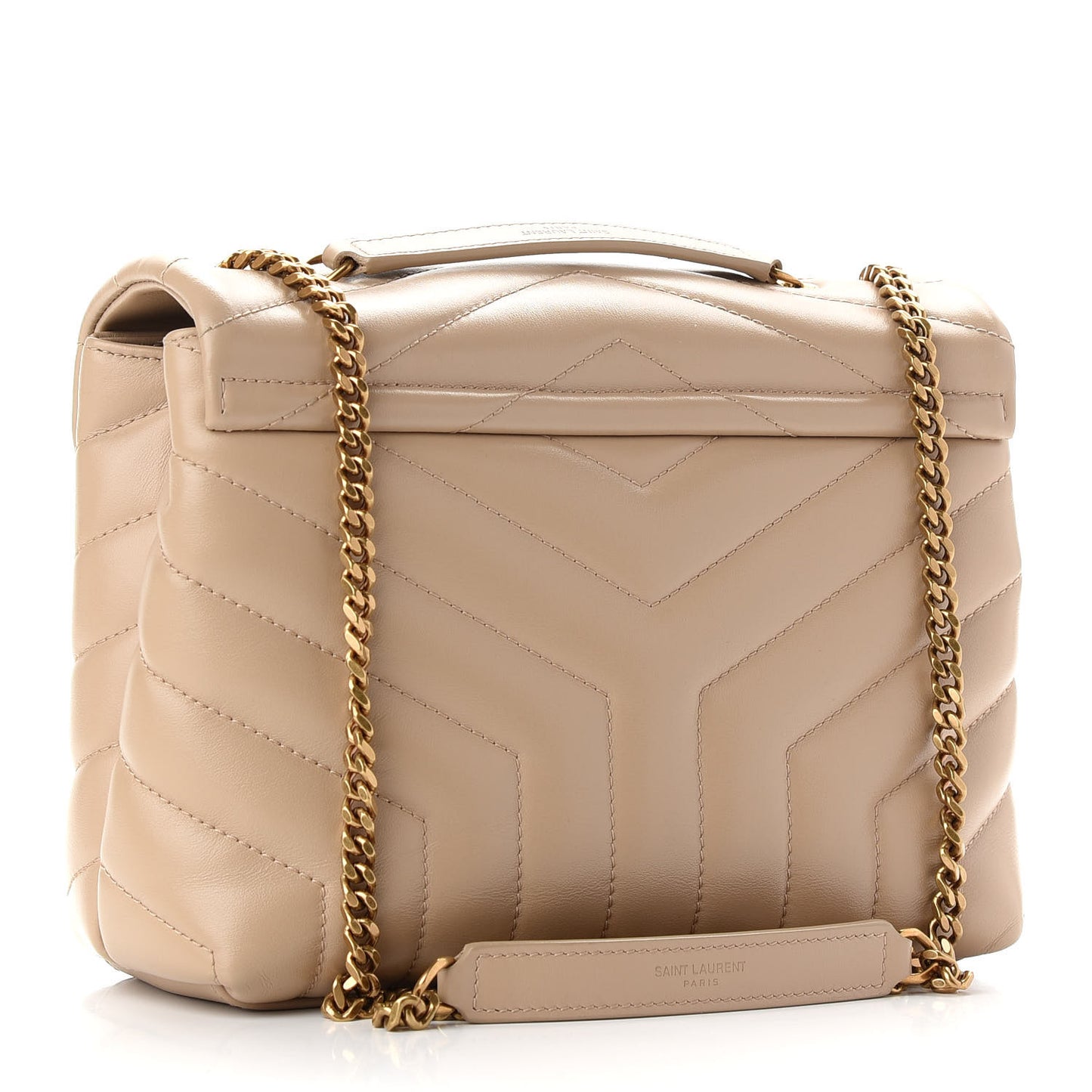 Calfskin Y Quilted Monogram Small Loulou Chain Satchel Dark Beige