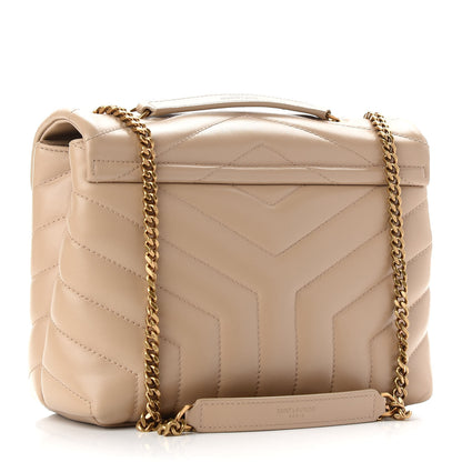 Saint Laurent Calfskin Y Quilted Monogram Small Loulou Chain Satchel Dark Beige 3 of 9