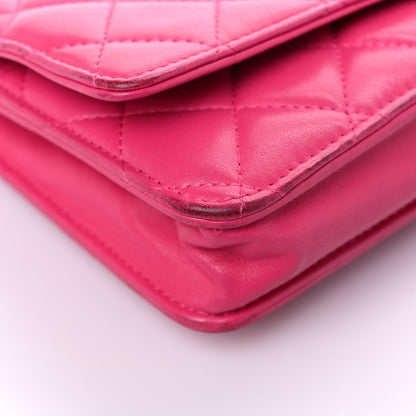 Chanel Lambskin Quilted Wallet on Chain WOC Pink 8 of 21