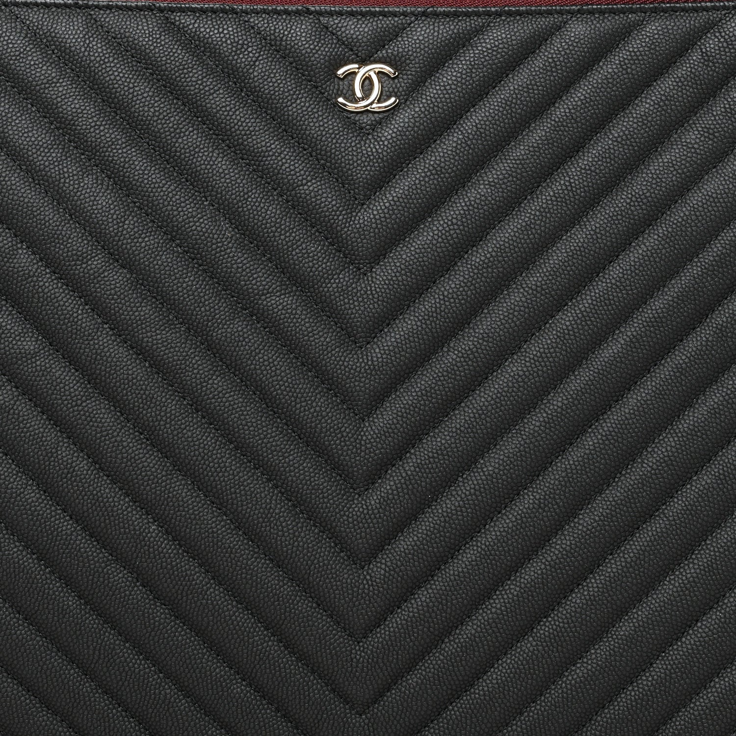 Chanel Caviar Chevron Quilted Large Cosmetic Case Black 8 of 8