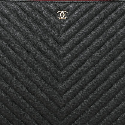 Chanel Caviar Chevron Quilted Large Cosmetic Case Black 8 of 8