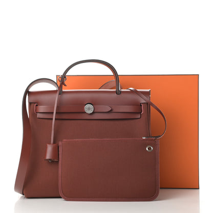 Hermes Vache Hunter Toile Herbag Zip 31 PM Rouge H 14 of 14