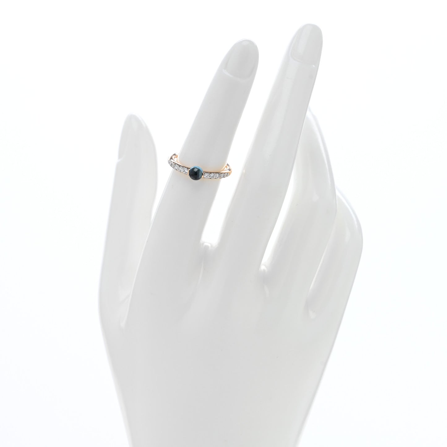 18K Yellow Gold Blue Topaz Diamond M'Ama Non M'Ama Ring 51 5.75