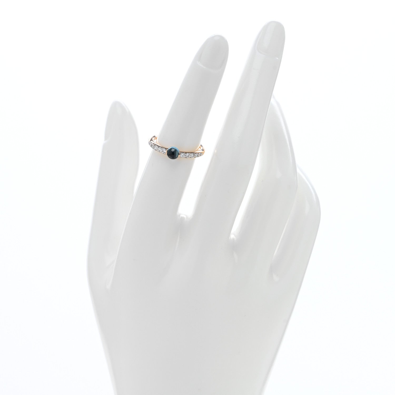 Pomellato 18K Yellow Gold Blue Topaz Diamond M'Ama Non M'Ama Ring 51 5.75 2 of 6