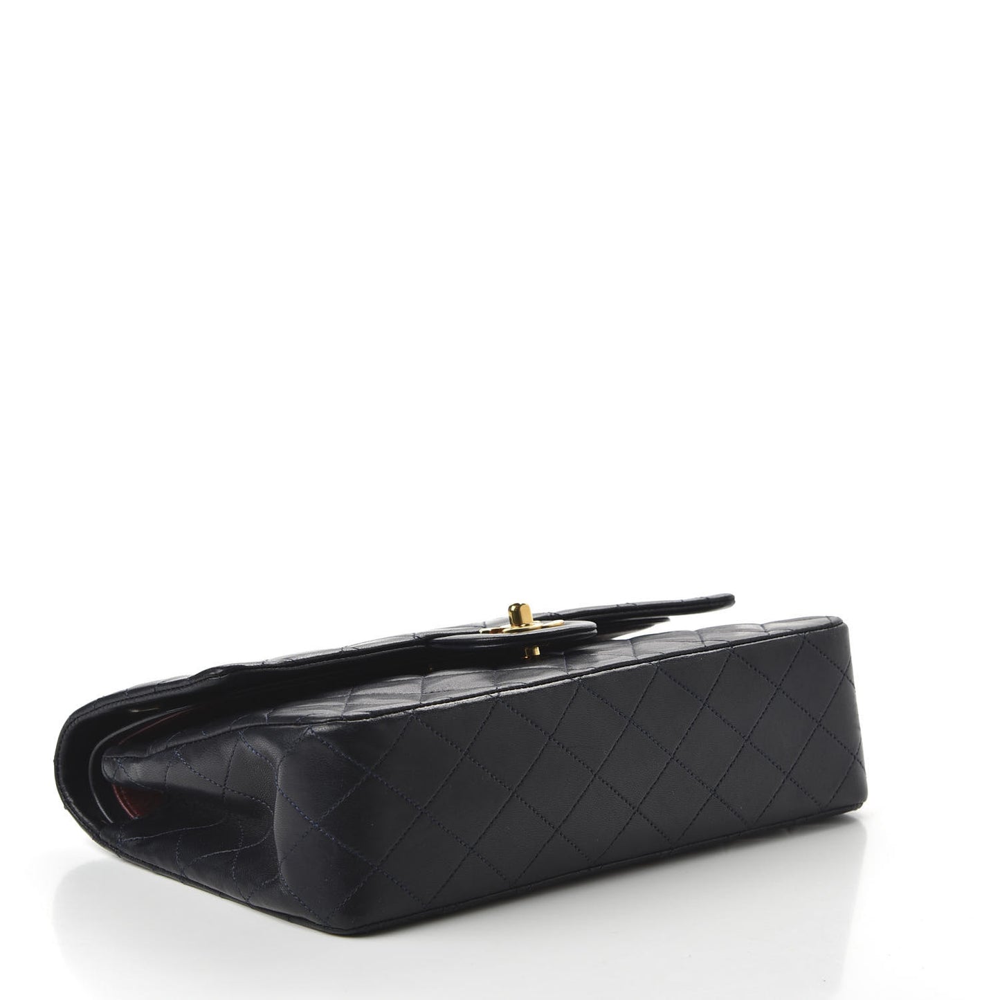 Lambskin Quilted Medium Double Flap Navy