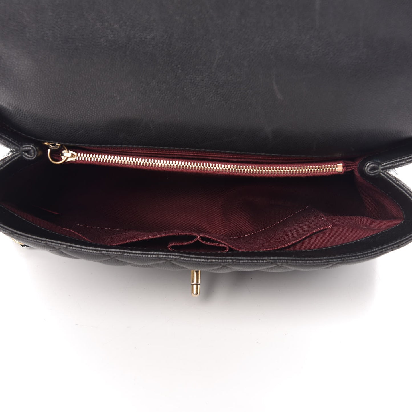 Caviar Quilted Medium Coco Handle Flap Black