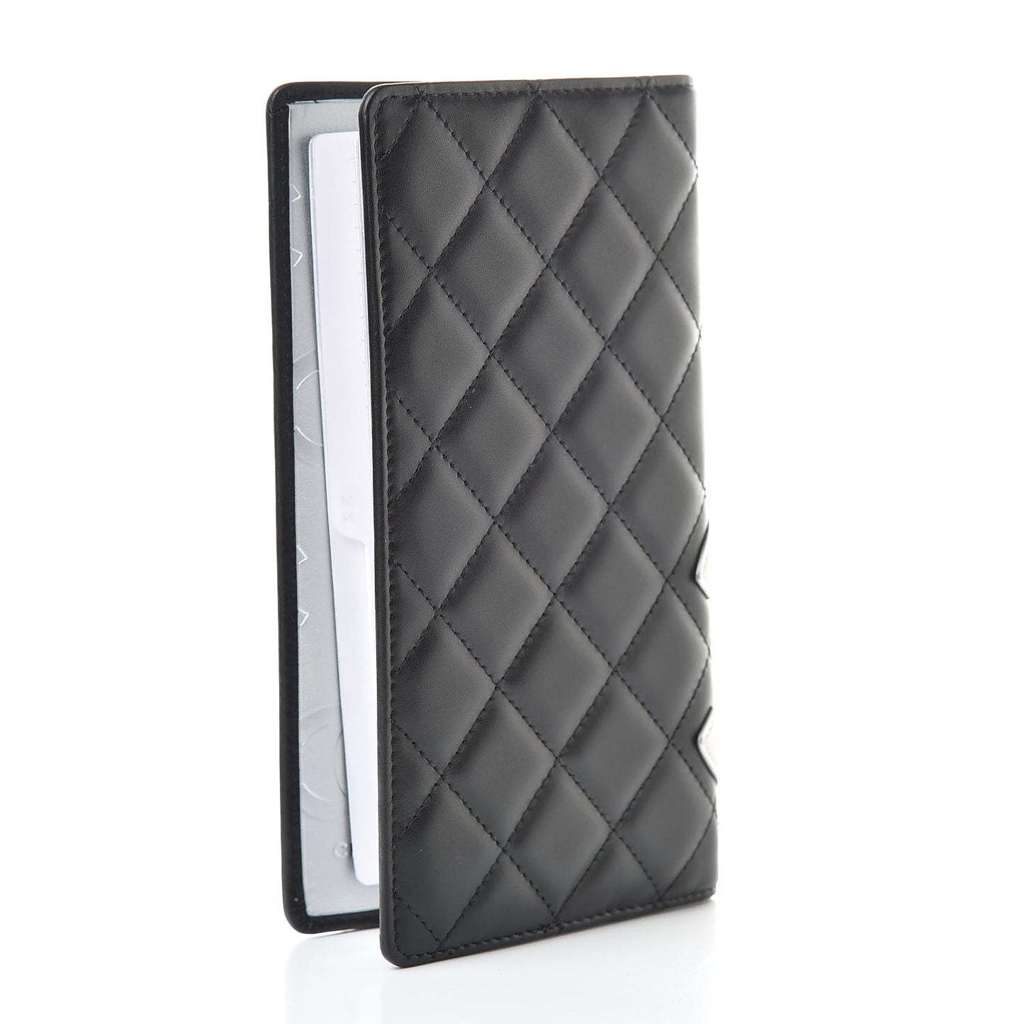 Calfskin Quilted Cambon Agenda Planner Black Silver