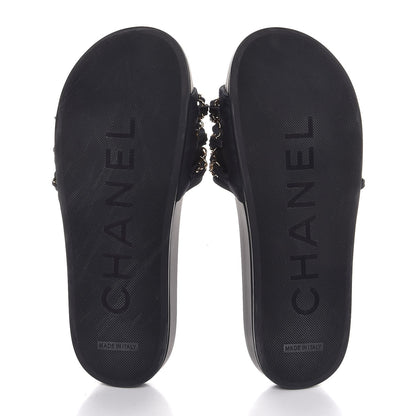 Chanel Nylon Chain Flat Sandals 38 Marine 5 of 8