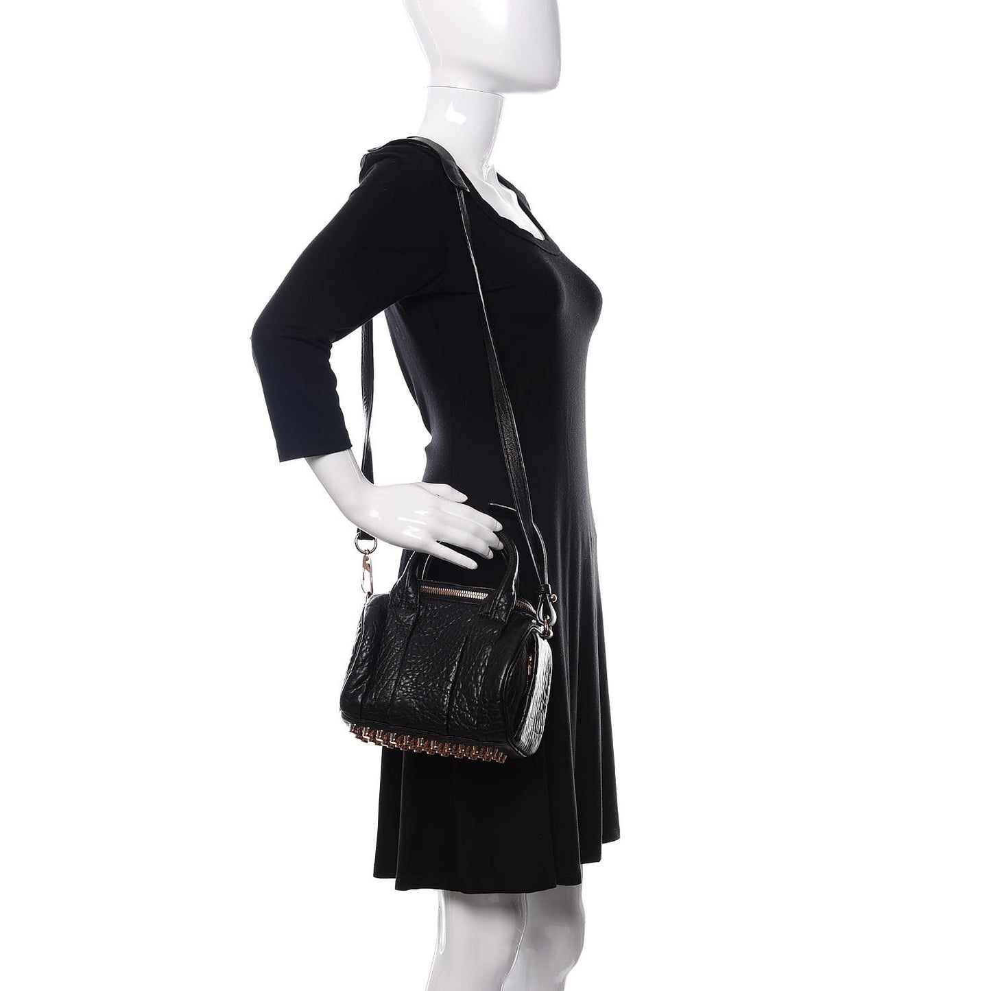 Pebbled Lambskin Mini Rockie Black Rose Gold Hardware