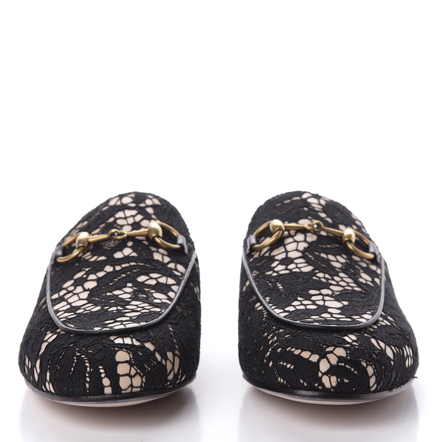 Gucci Lace Malaga Kid Womens Princetown Slippers 36 Black Skin Rose 2 of 10