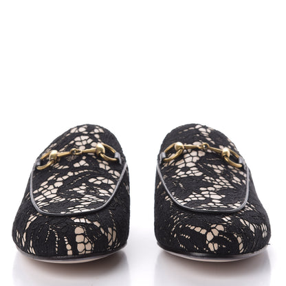 Gucci Lace Malaga Kid Womens Princetown Slippers 36 Black Skin Rose 2 of 10