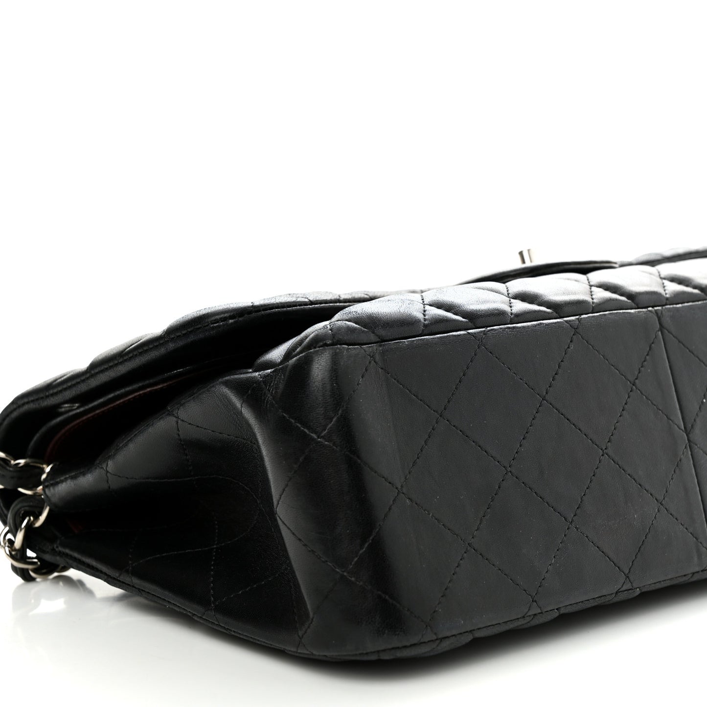 Lambskin Quilted Jumbo Double Flap Black