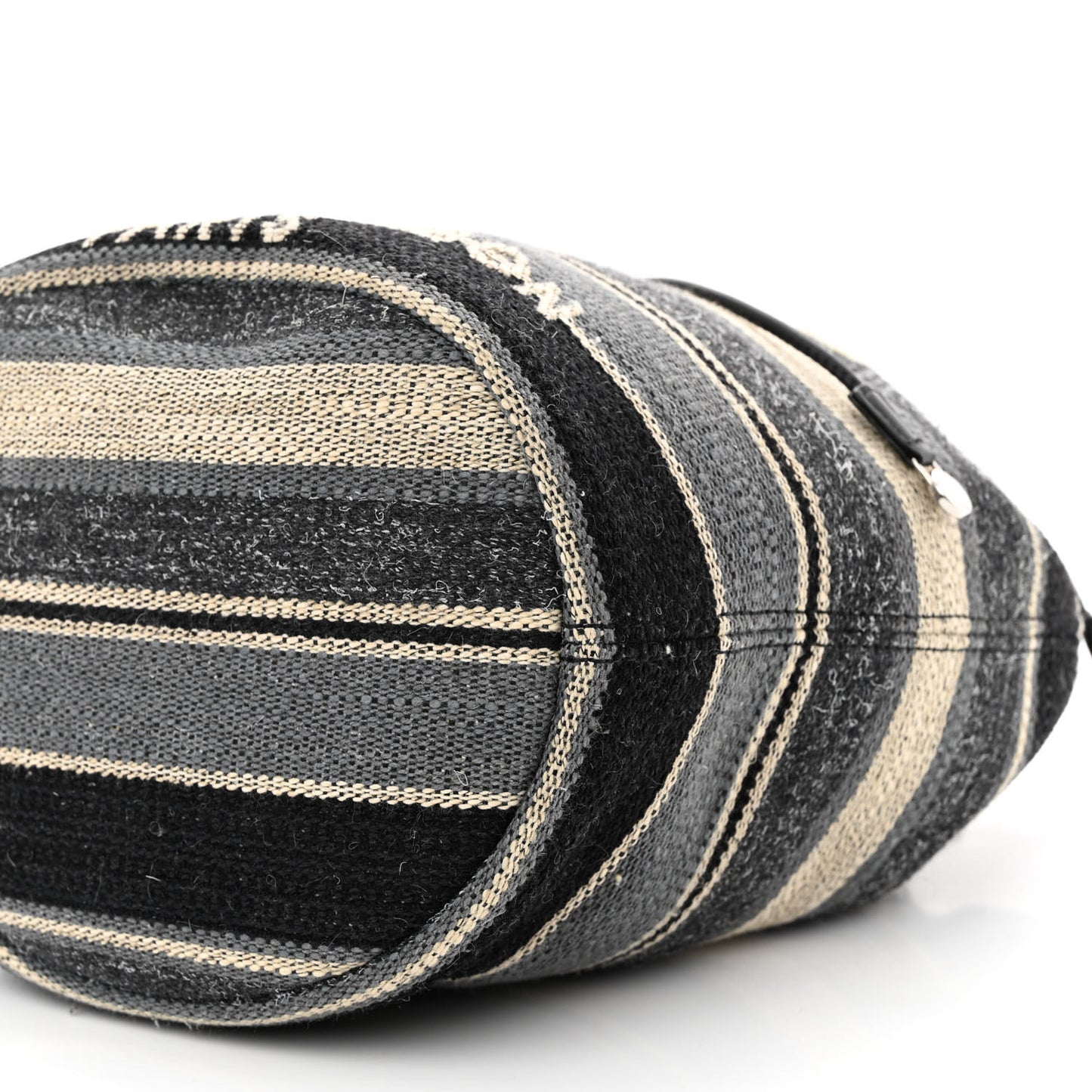 Striped Canvas Deauville Drawstring Bag Grey Black