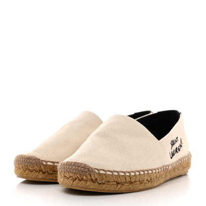 Saint Laurent Canvas Nappa Elba Light Logo Embroidered Espadrilles 36 Panna 3 of 10