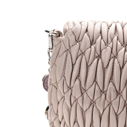 Miu Miu Nappa Matelasse Crystal Flap Clutch Pomice 15 of 17